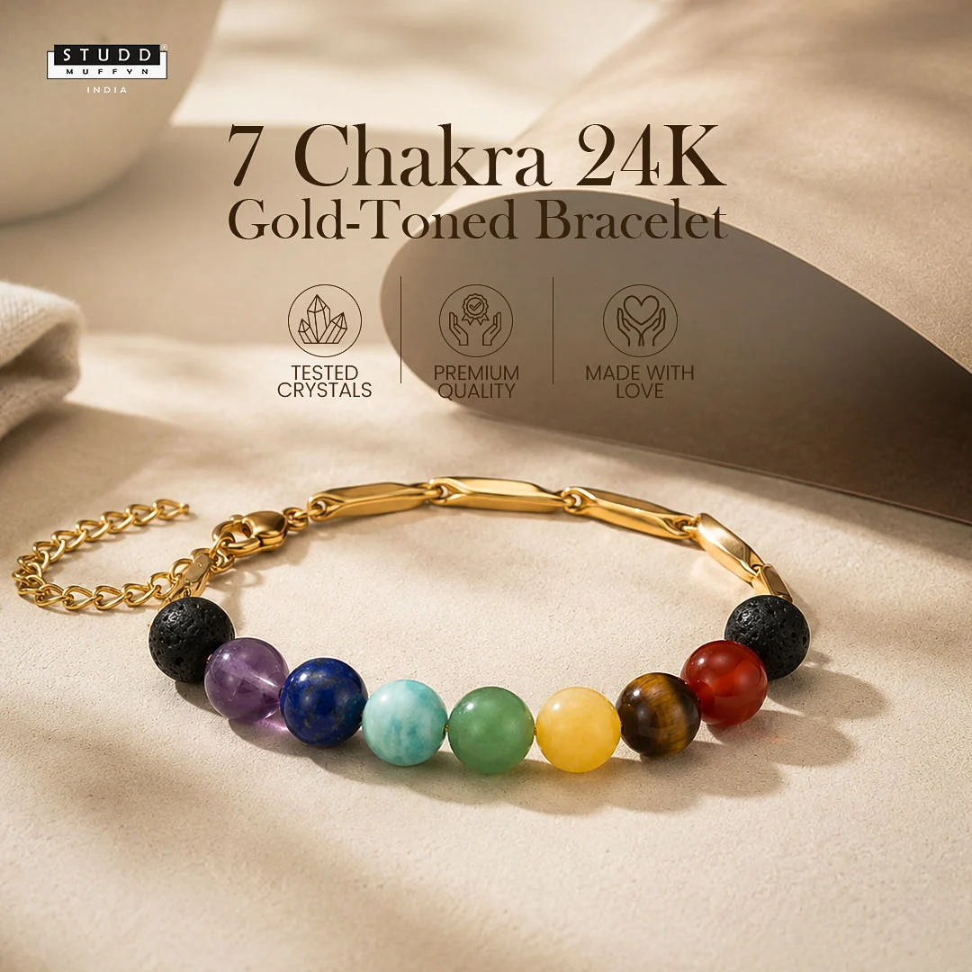 7 Chakra 24K Gold-Toned Rice Bracelet - Image 2
