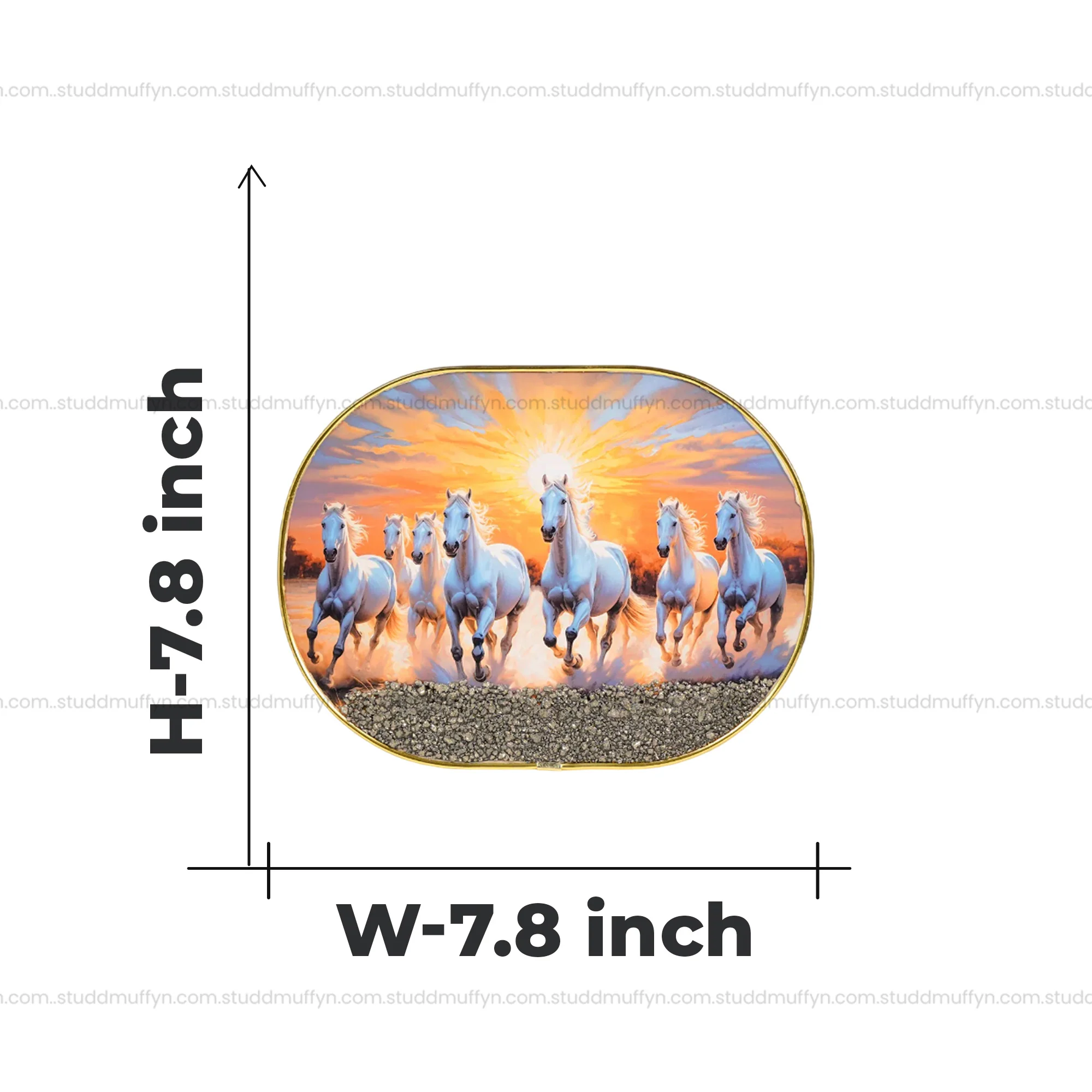 7 White Running Horses Pyrite Plate [Capsule Frame] - Image 7