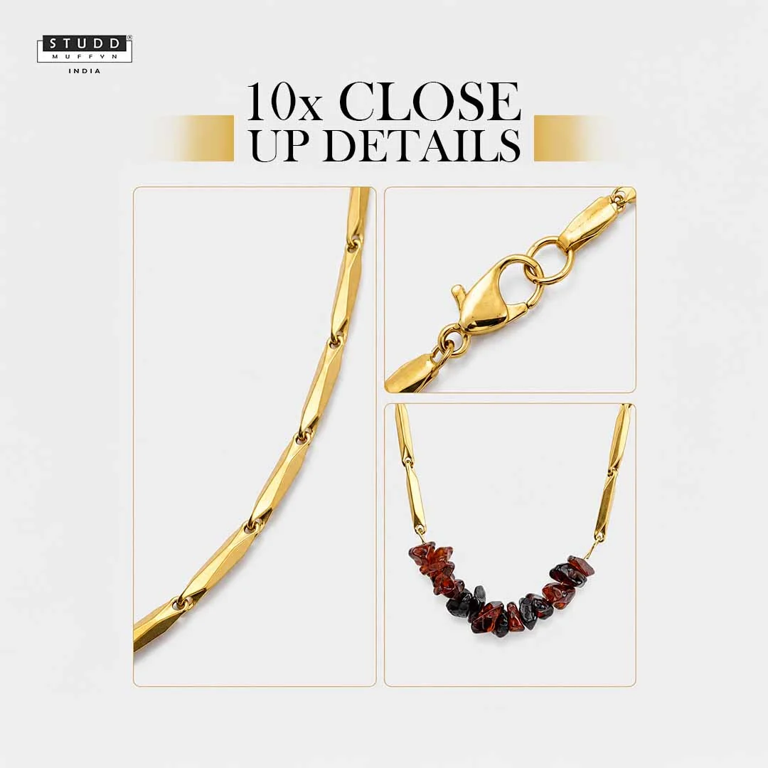 Alchemy Garnet Rice Chain Necklace — 24K Gold Tone - Image 4