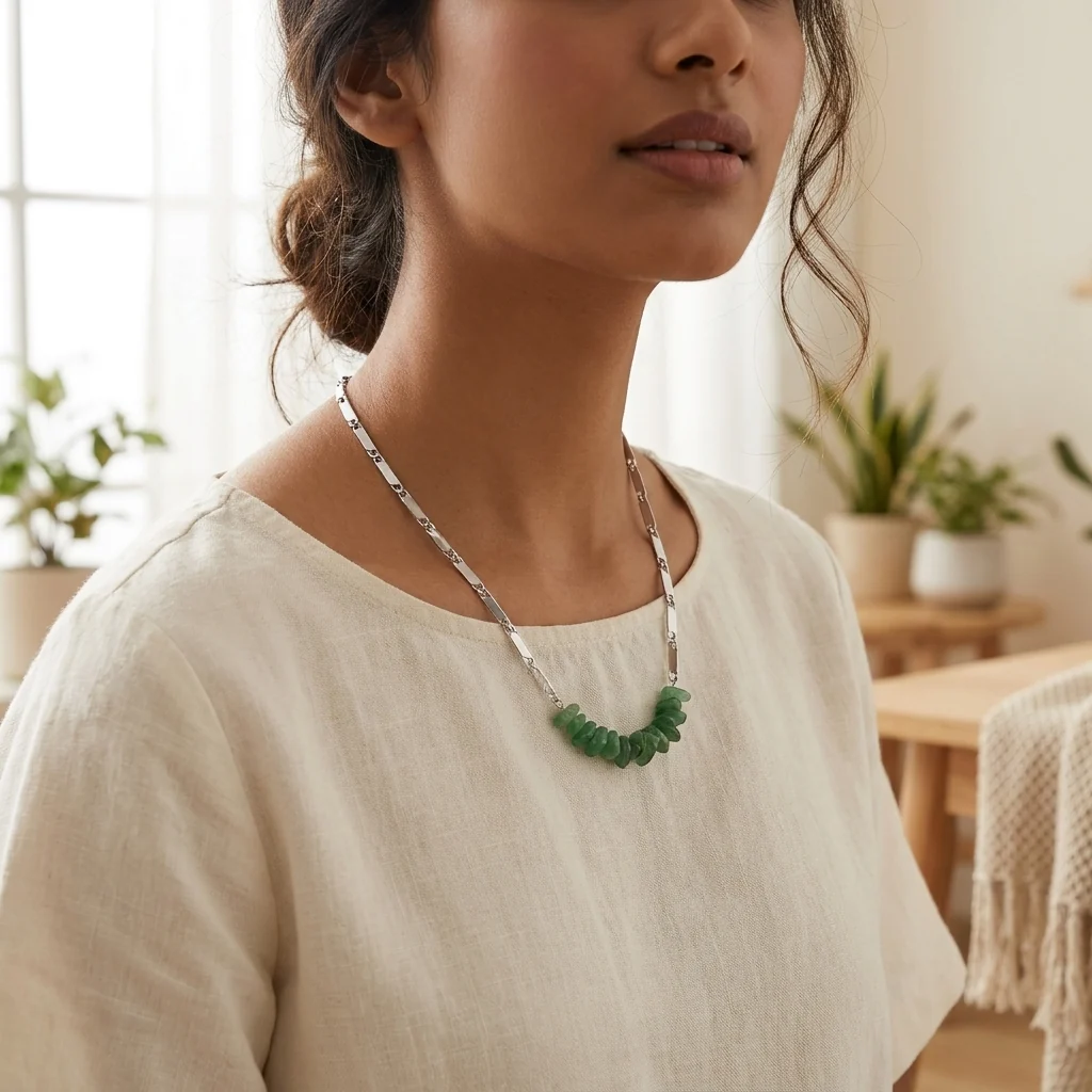 Alchemy Green Aventurine Crystal Rice Chain Necklace - Image 7