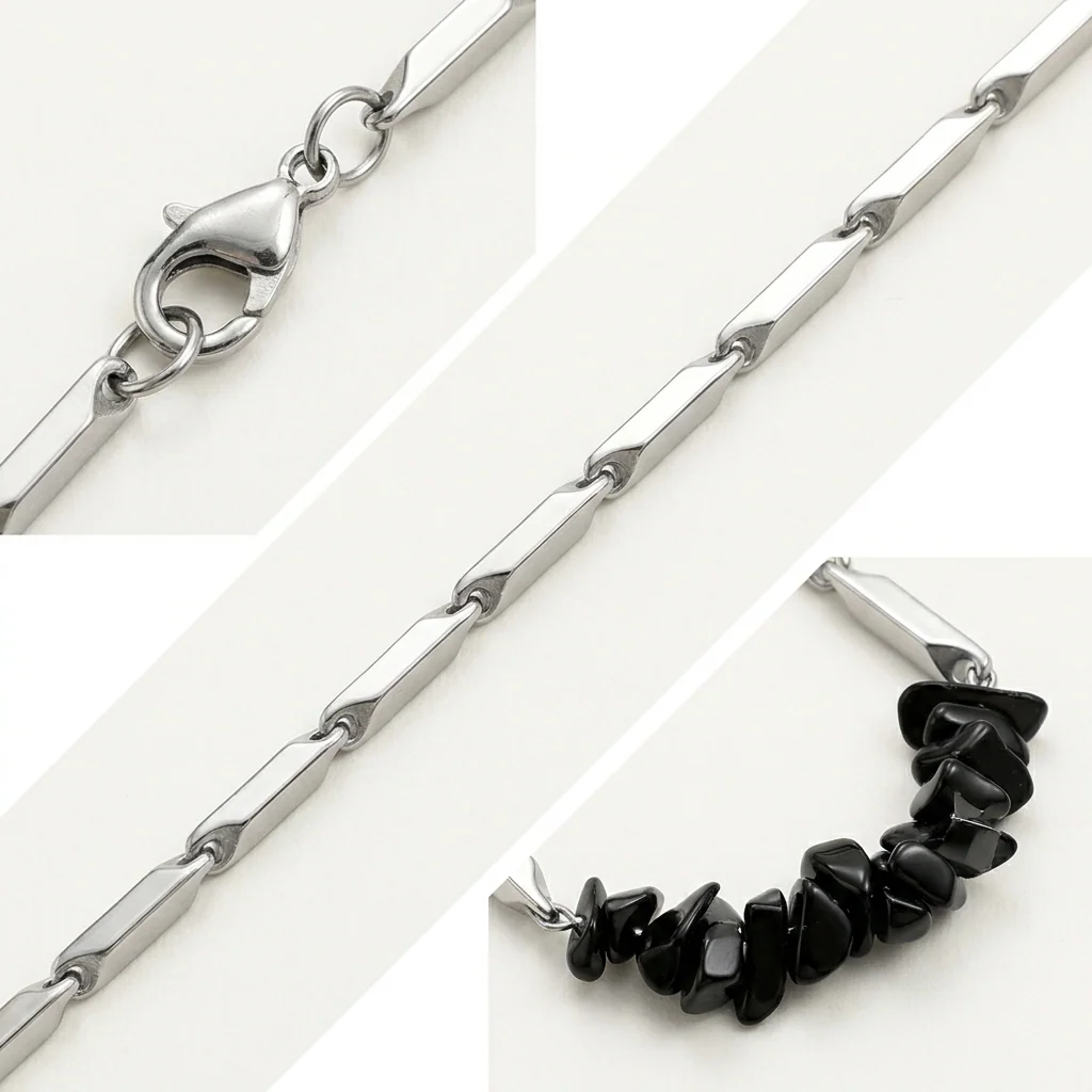 Alchemy Obsidian Rice Chain Pendant — Black Obsidian Necklace - Image 3