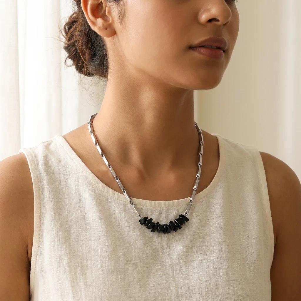 Alchemy Obsidian Rice Chain Pendant — Black Obsidian Necklace - Image 9