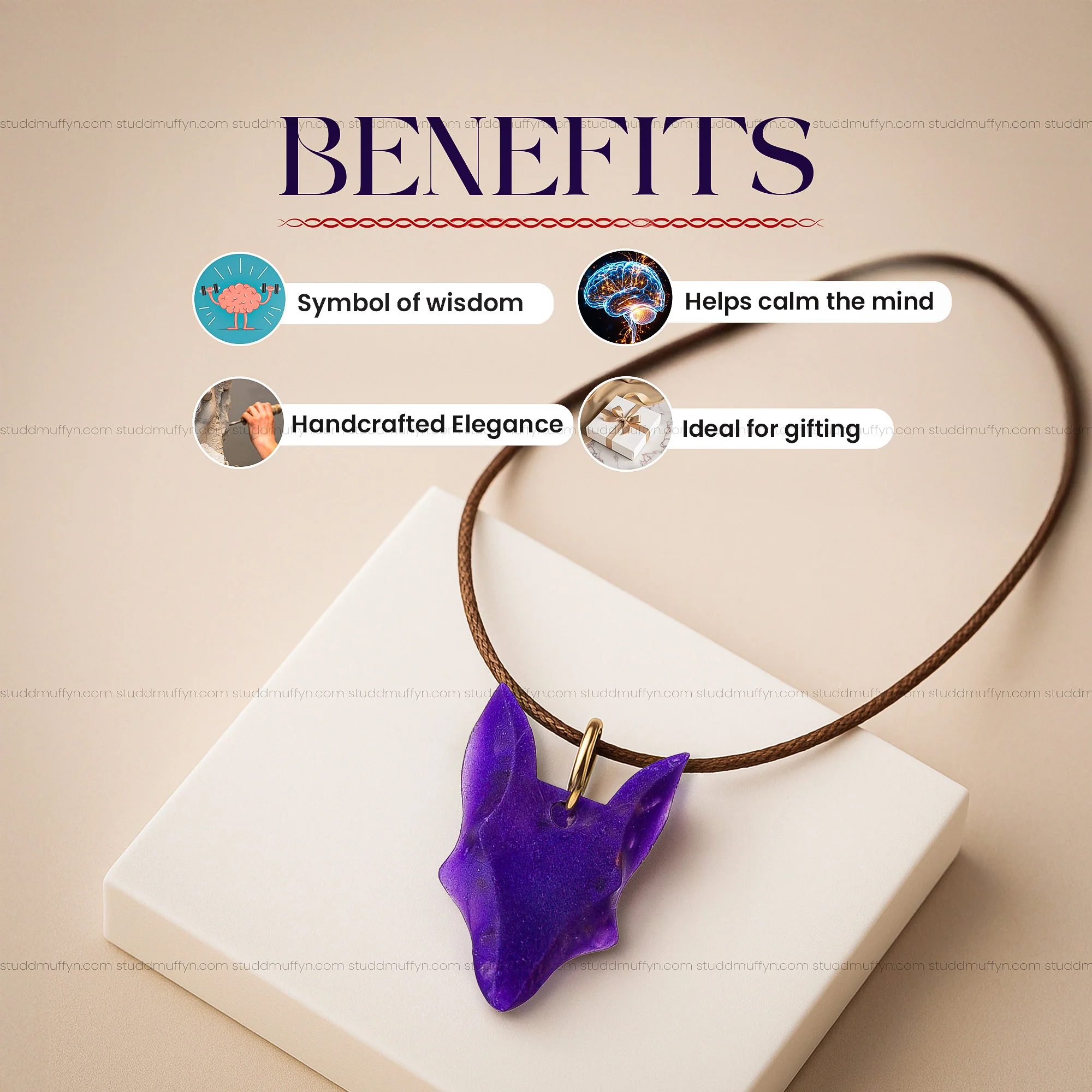 Amethyst Fox Pendant - Image 2