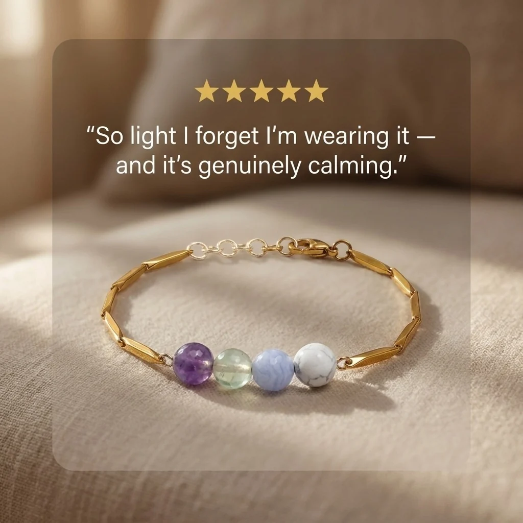Anxiety Free Rice 24K Gold-Toned Chain Bracelet - Image 10