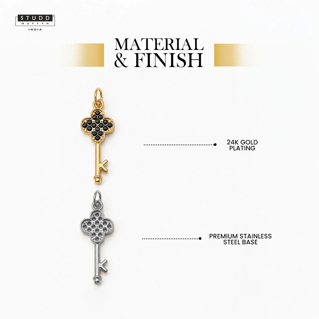 Key Pendant -  24K Gold Plated [ With Velore Snake Chain] - Image 3