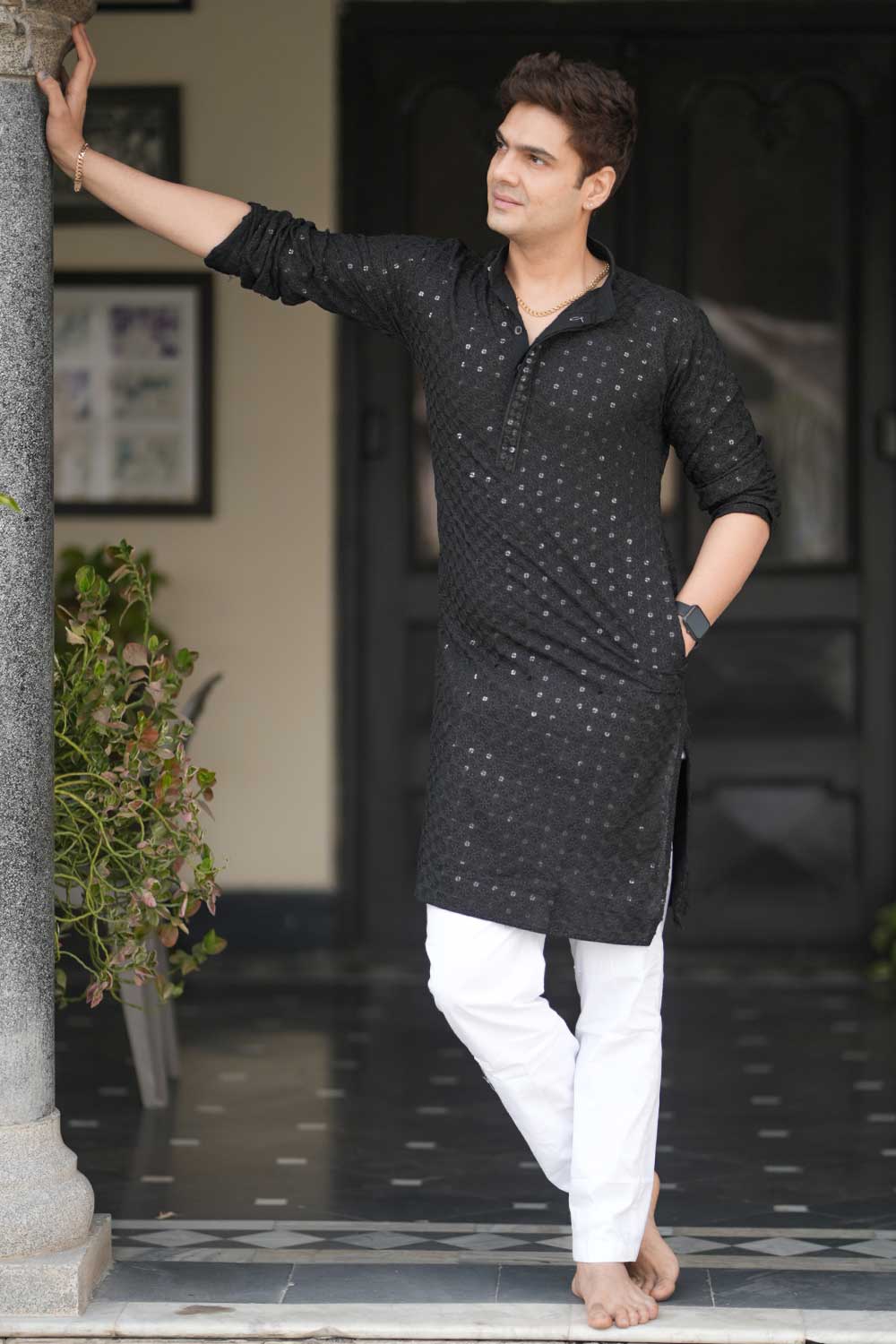 Black Chikankari Kurta - Image 3