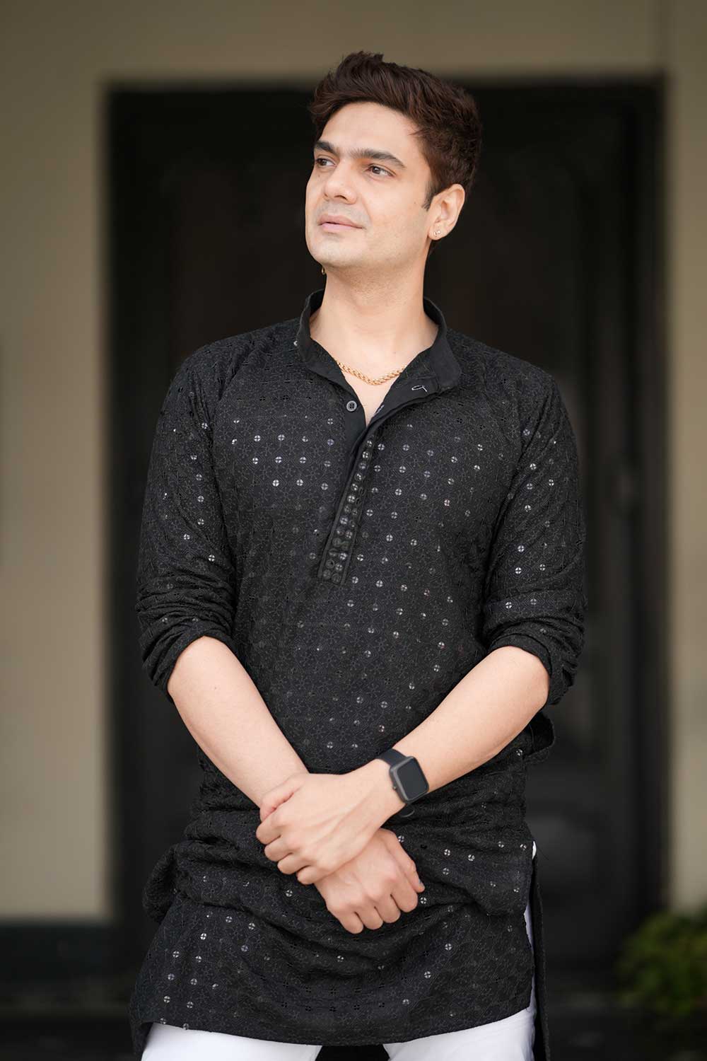 Black Chikankari Kurta - Image 4