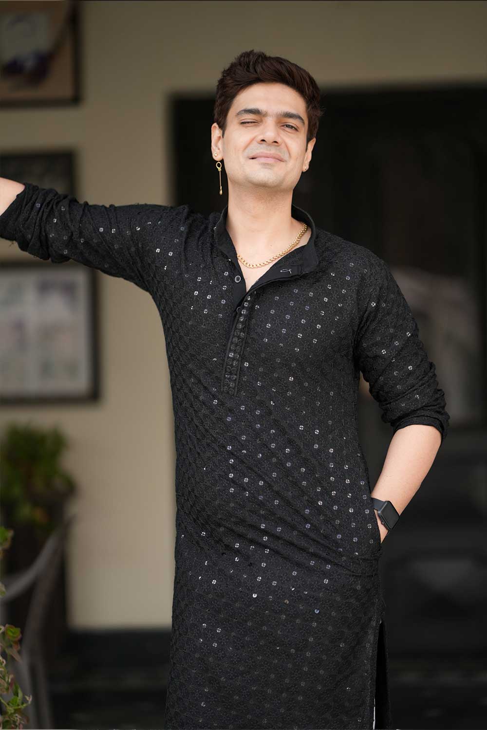Black Chikankari Kurta - Image 6