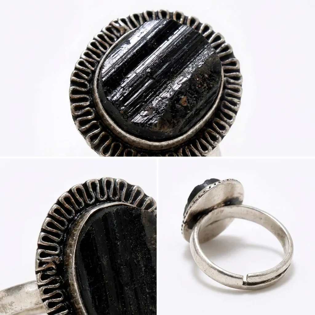 Black Tourmaline Adjustable Ring - Image 6