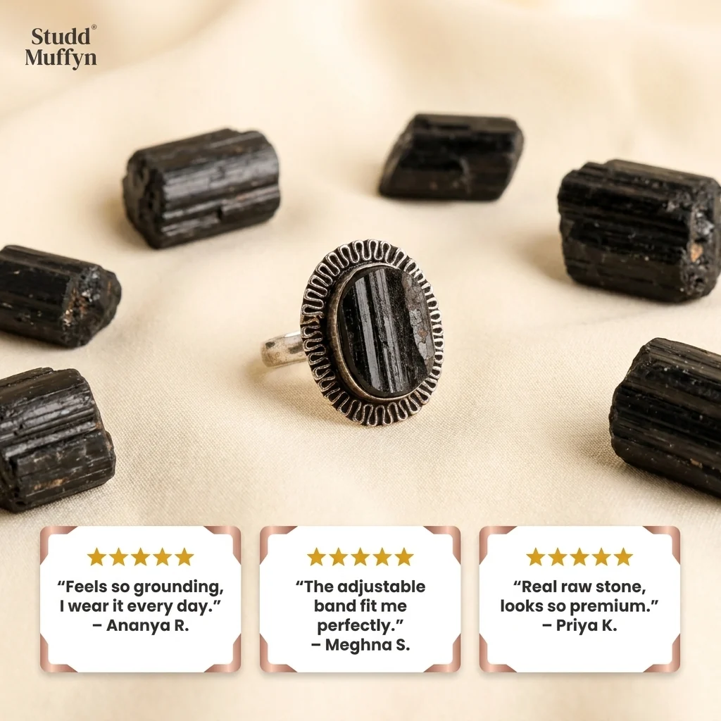 Black Tourmaline Adjustable Ring - Image 7