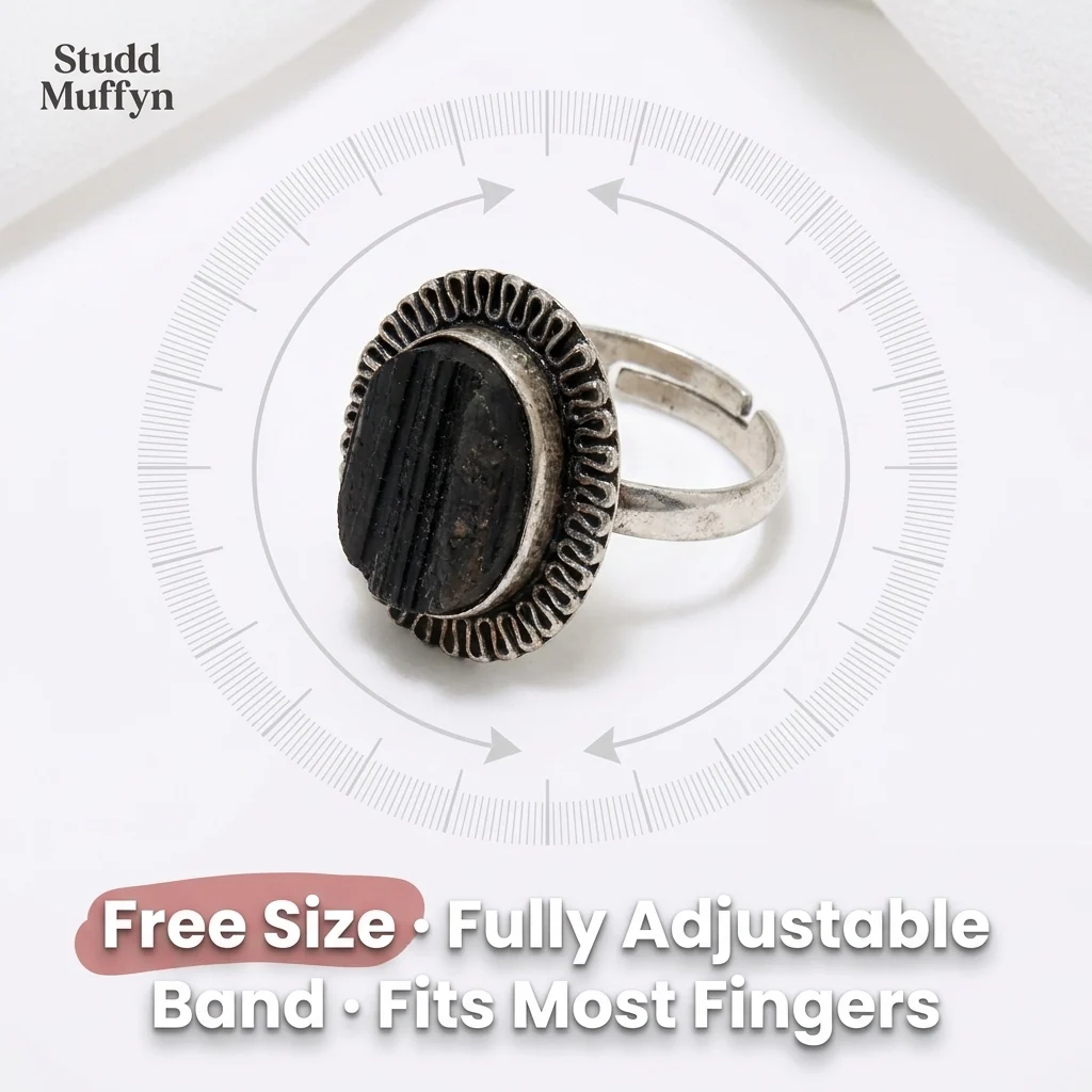 Black Tourmaline Adjustable Ring - Image 8