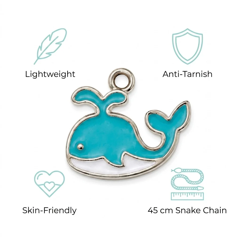 Blue Dolphin Pendant - 24K Gold Tone - Image 4