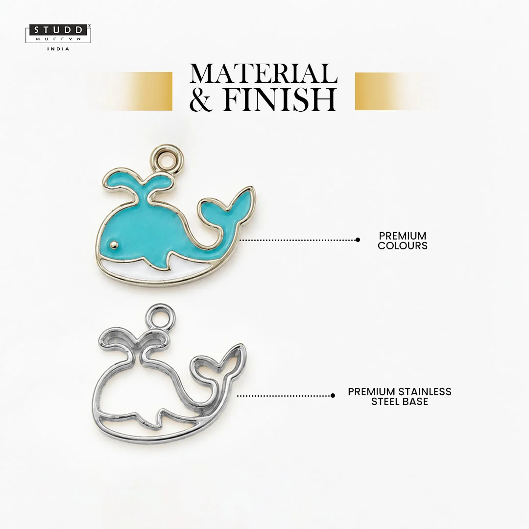 Blue Dolphin Pendant - 24K Gold Plated [ With Velore Snake Chain] - Image 3