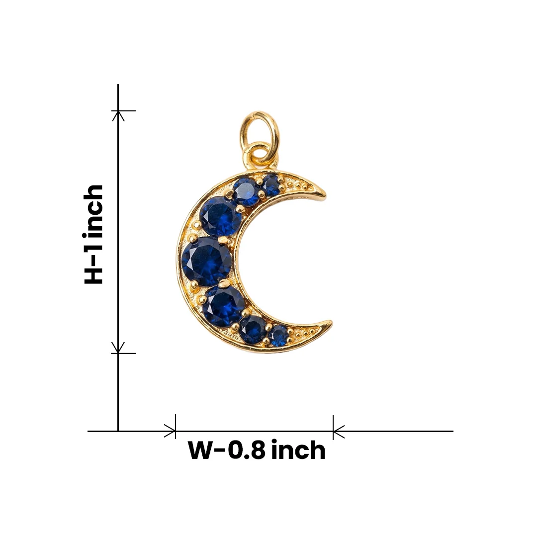 Blue Quartz Crescent Pendant - 24K Gold Plated - Image 9