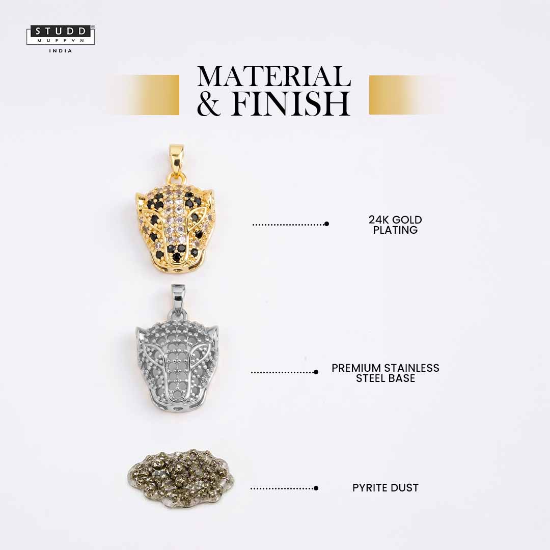 Born to Lead Pyrite Pendant - 24K Gold Plated [ With Velore Snake Chain] - Image 3