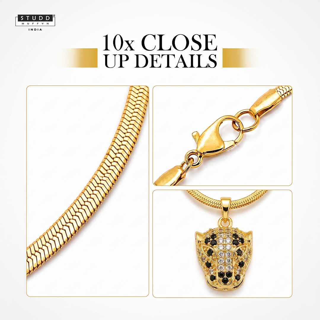 Born to Lead Pyrite Pendant - 24K Gold Plated [ With Velore Snake Chain] - Image 5