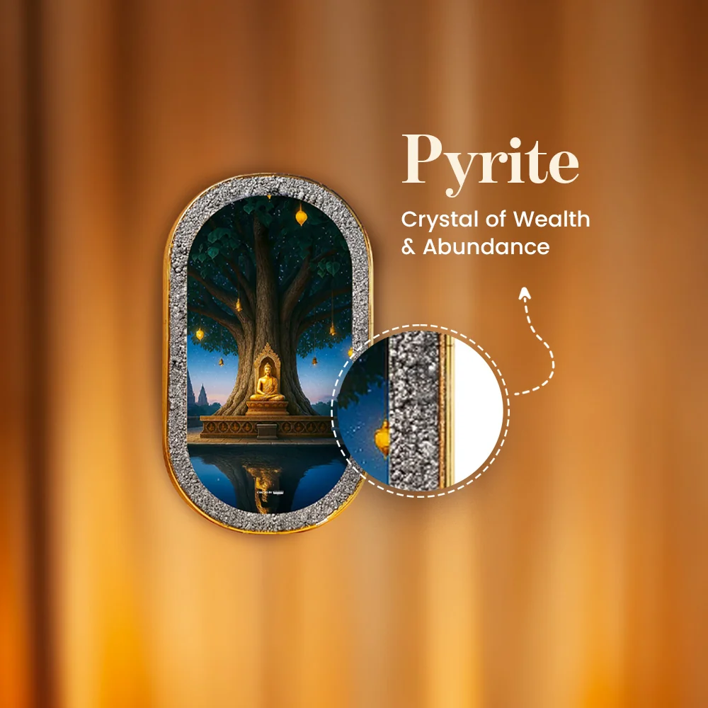 Buddha under Bodhi Tree Pyrite Plate [Capsule shape] - Image 4