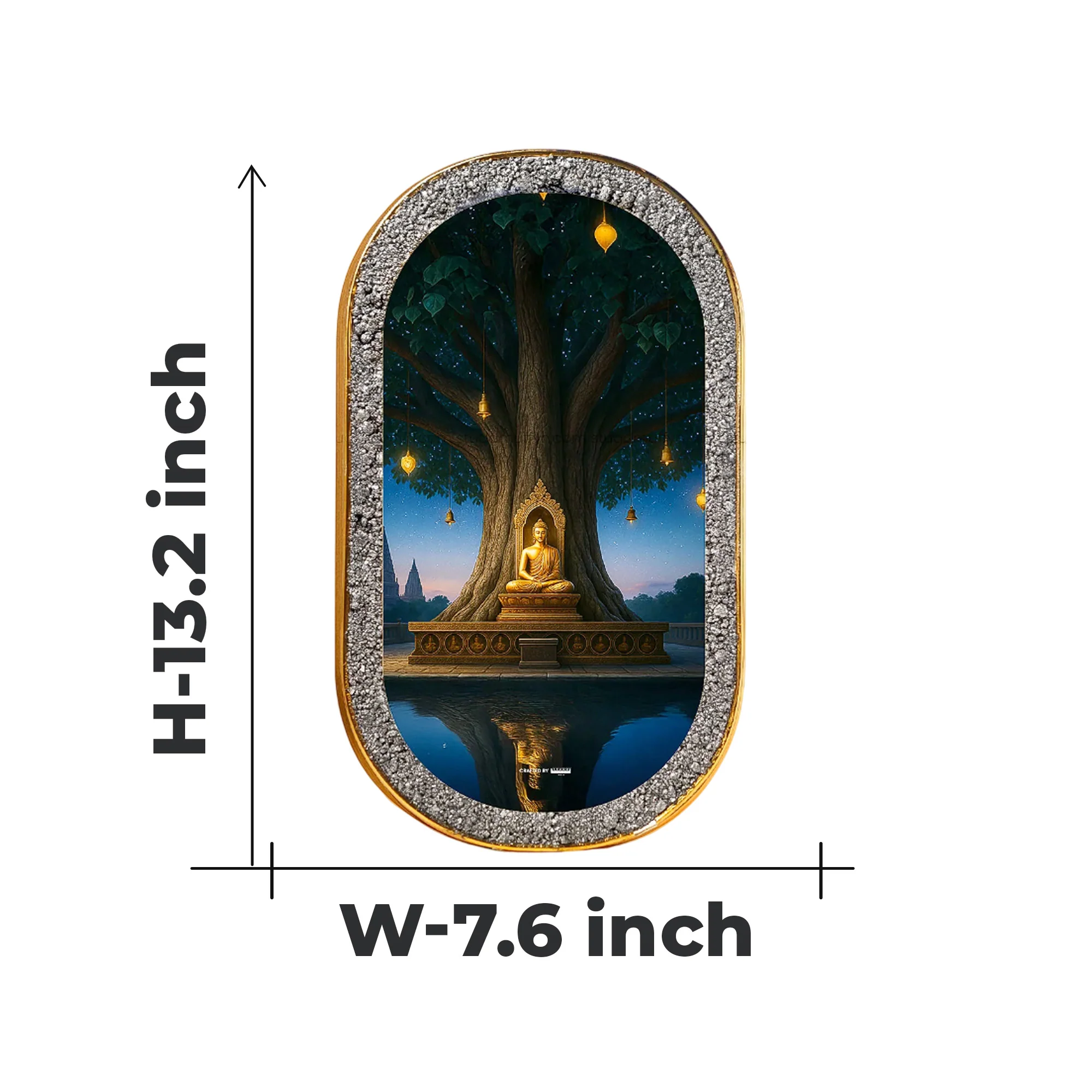 Buddha under Bodhi Tree Pyrite Plate [Capsule shape] - Image 6