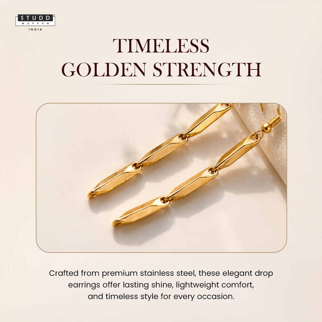 Classic Rice Dual Earring - 24k Gold Plated - Image 3