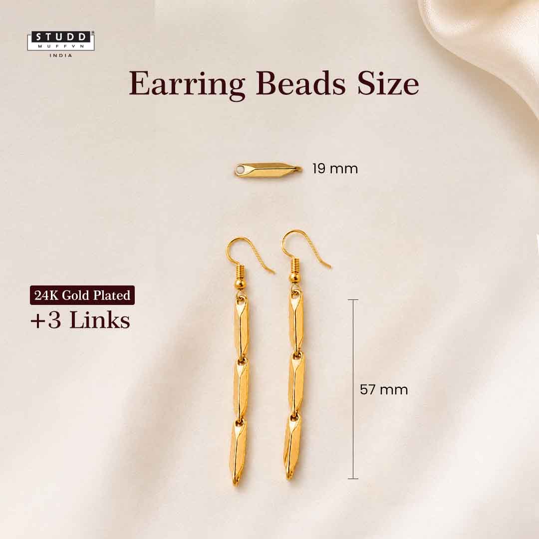 Classic Rice Trio Earring - 24k Gold Plated - Image 3