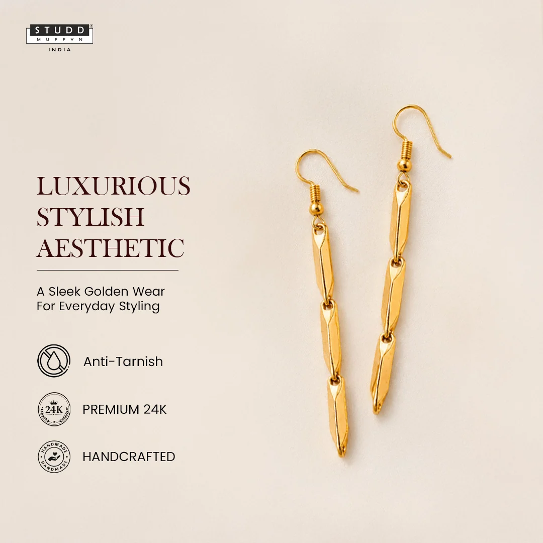 Classic Rice Trio Earring - 24k Gold Plated - Image 5