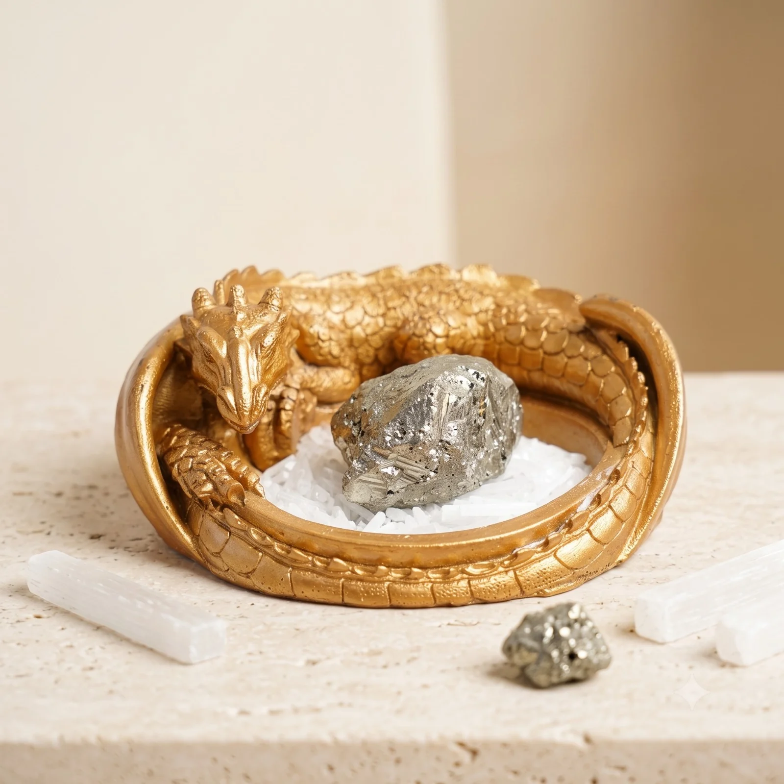 Dragon Treasure Money Bowl — Antique Gold Prosperity Décor