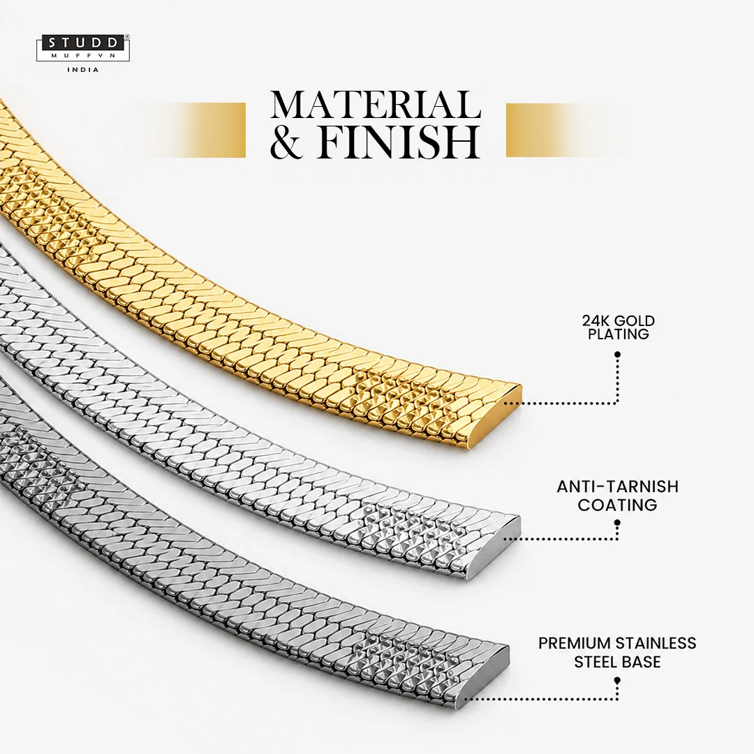 Embossed Snake Chain - 24k Gold Toned [ 55cm ] - Image 3