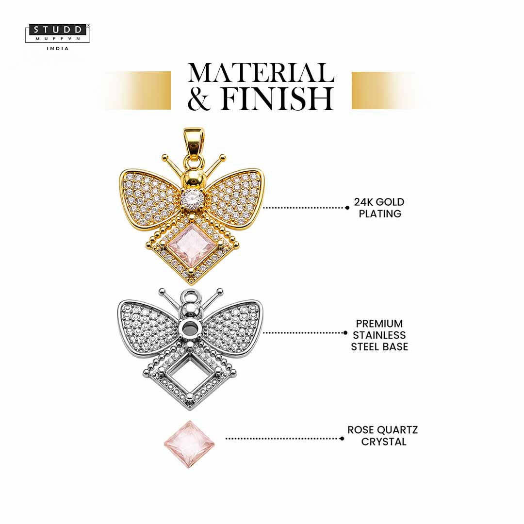 FreeFlow Butterfly Crystal Pendant - 24K Gold Plated - Image 4