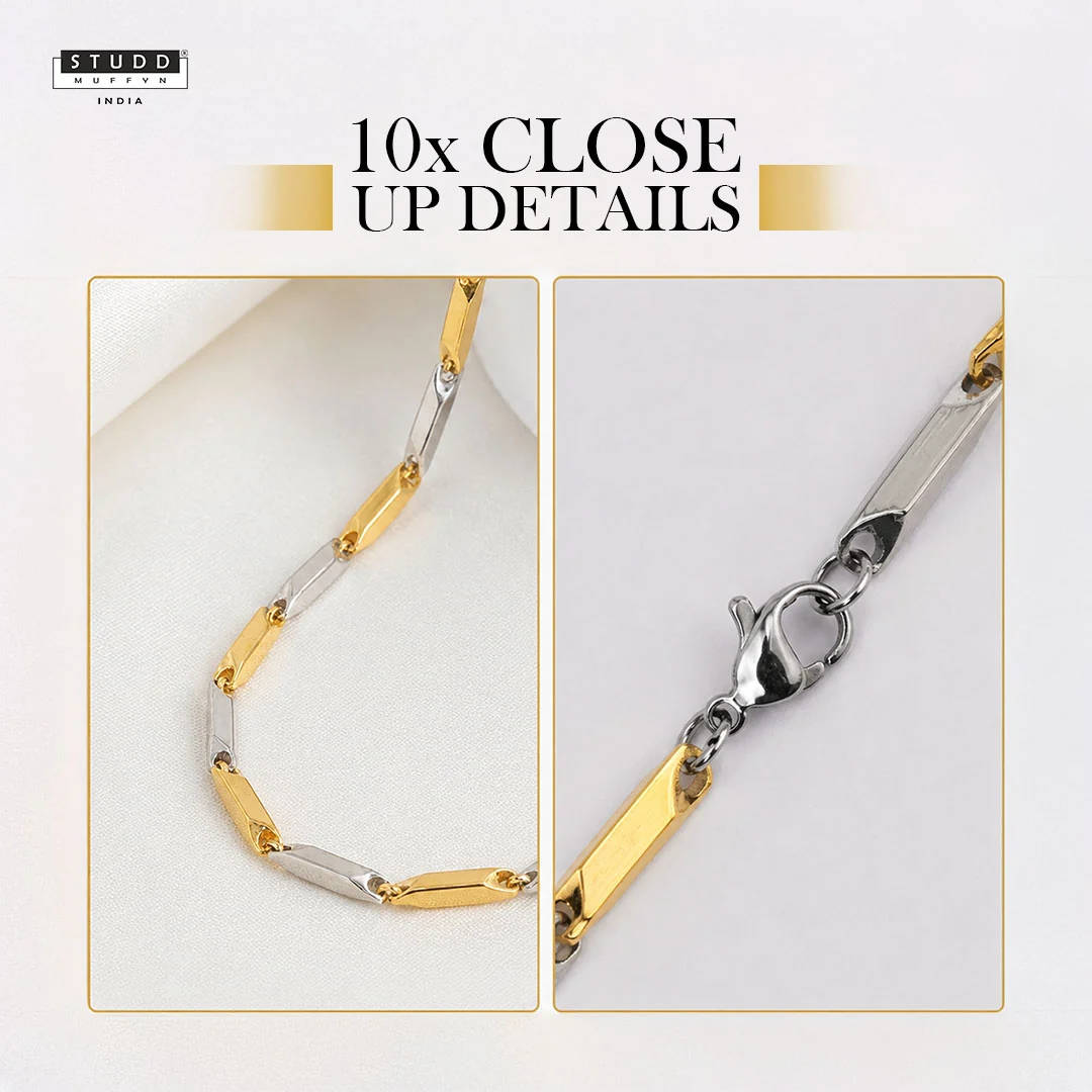 Gold and Silver Rice Chain 3MM - Image 4