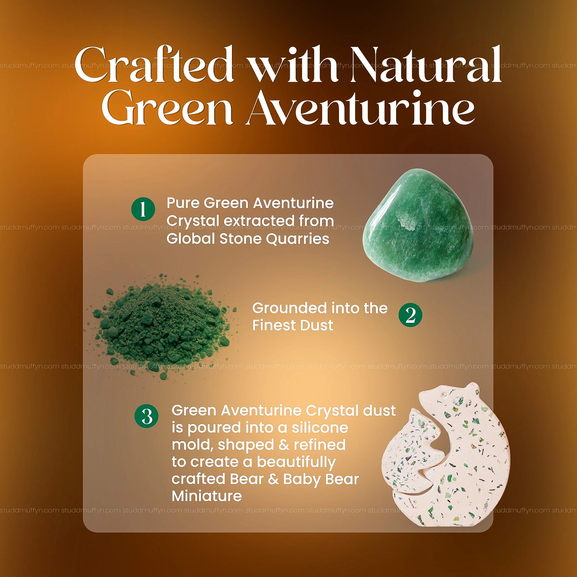 Green Aventurine Bear & Baby Bear Miniature - Image 3