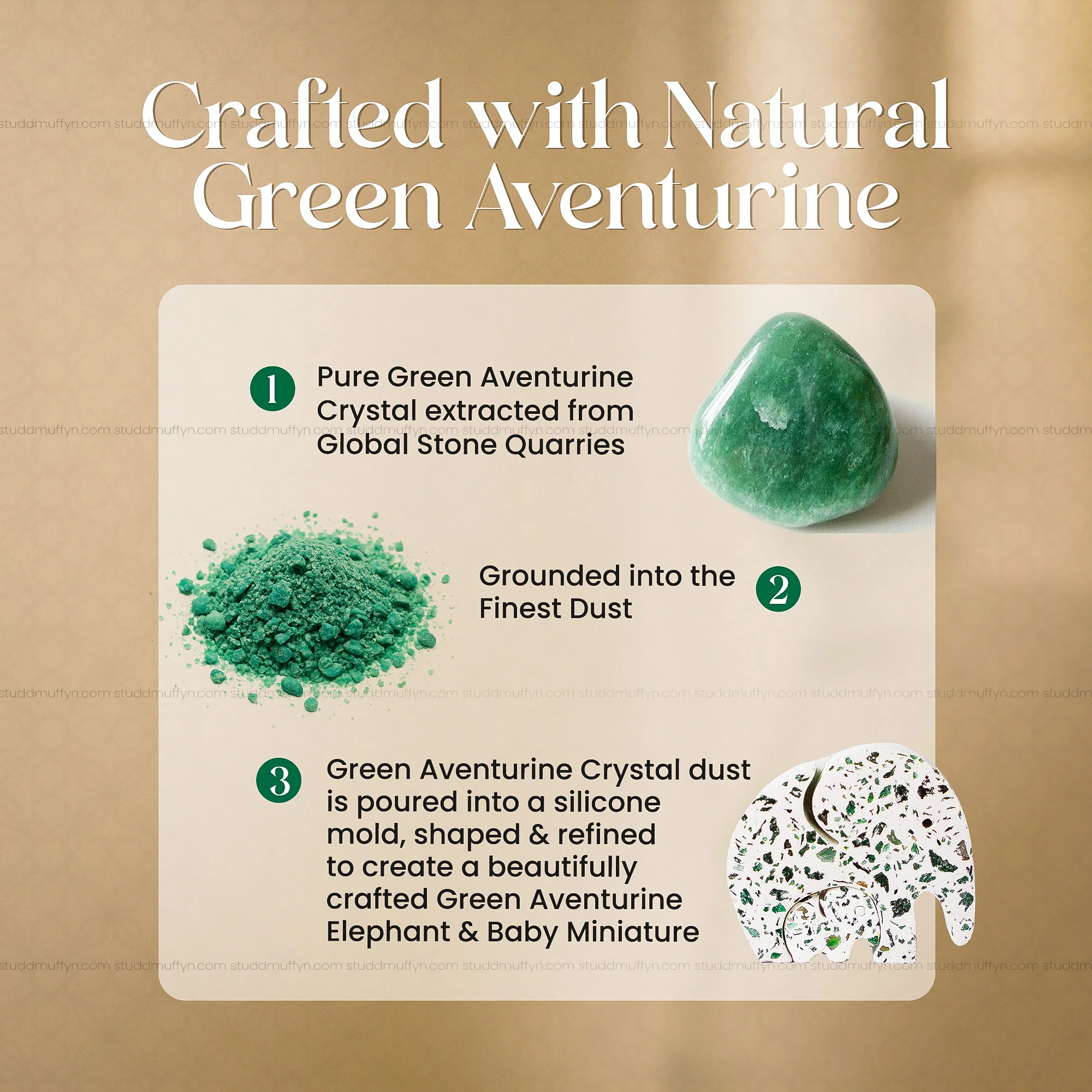 Green Aventurine Elephant & Baby Miniature - Image 3