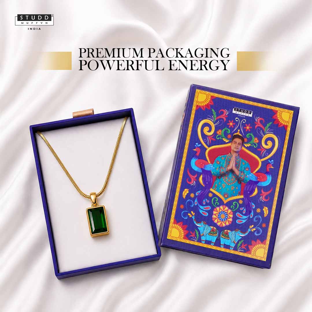Classic Green Pendant with 24K-Gold Tone Velore Chain - Image 8