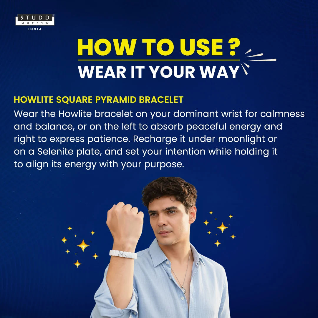 Howlite Square Pyramid Bracelet - Image 4