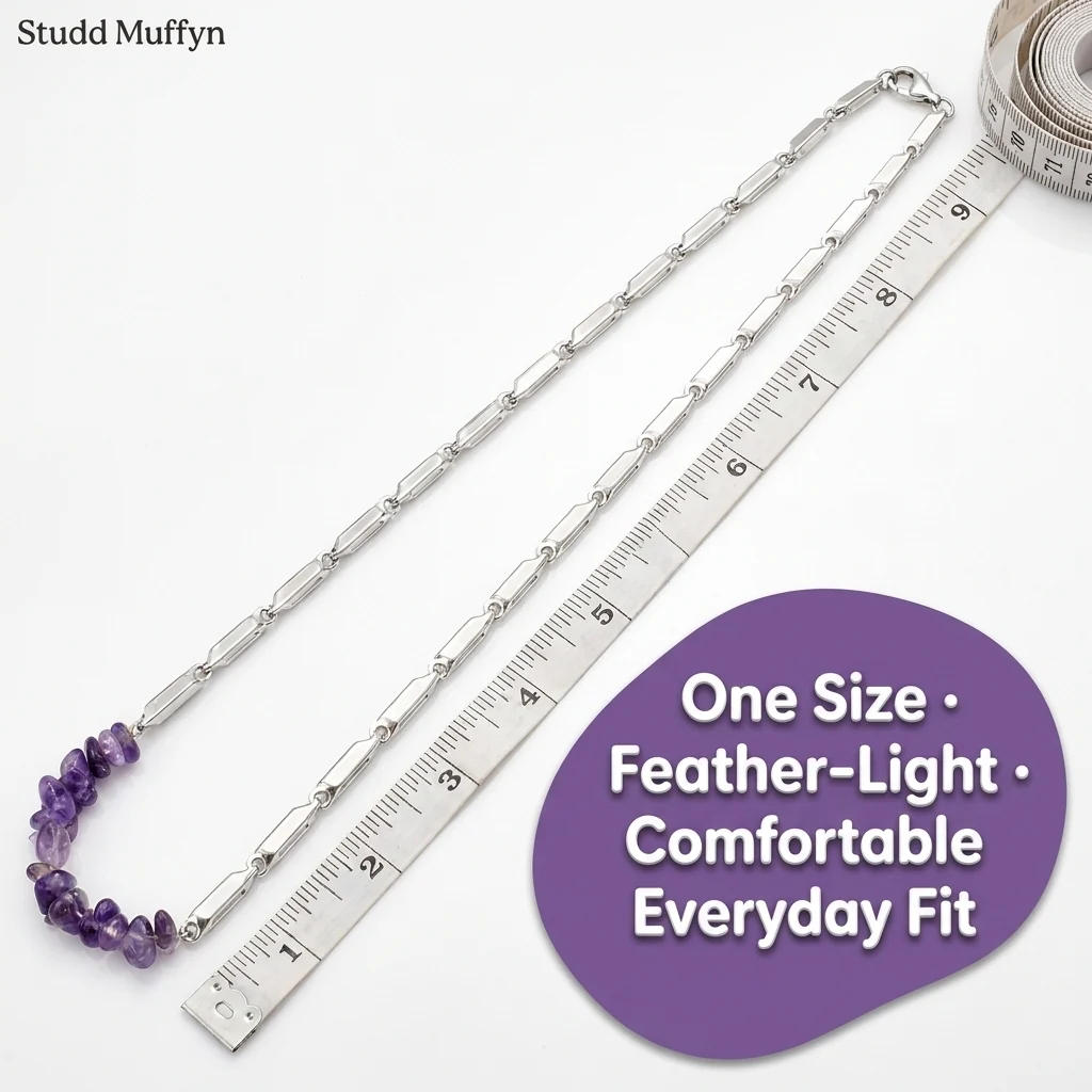 Inner Peace Amethyst Crystal Chips Chain Necklace - Image 7