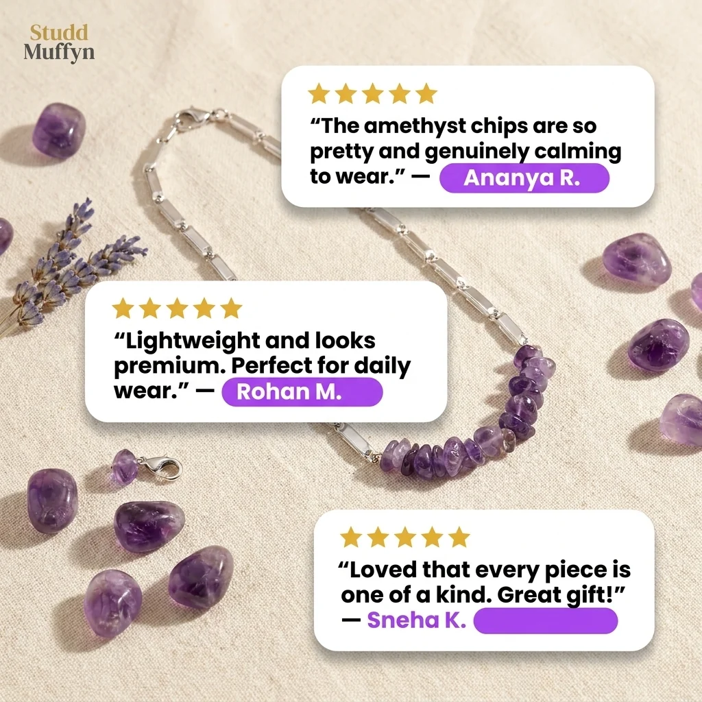 Inner Peace Amethyst Crystal Chips Chain Necklace - Image 9