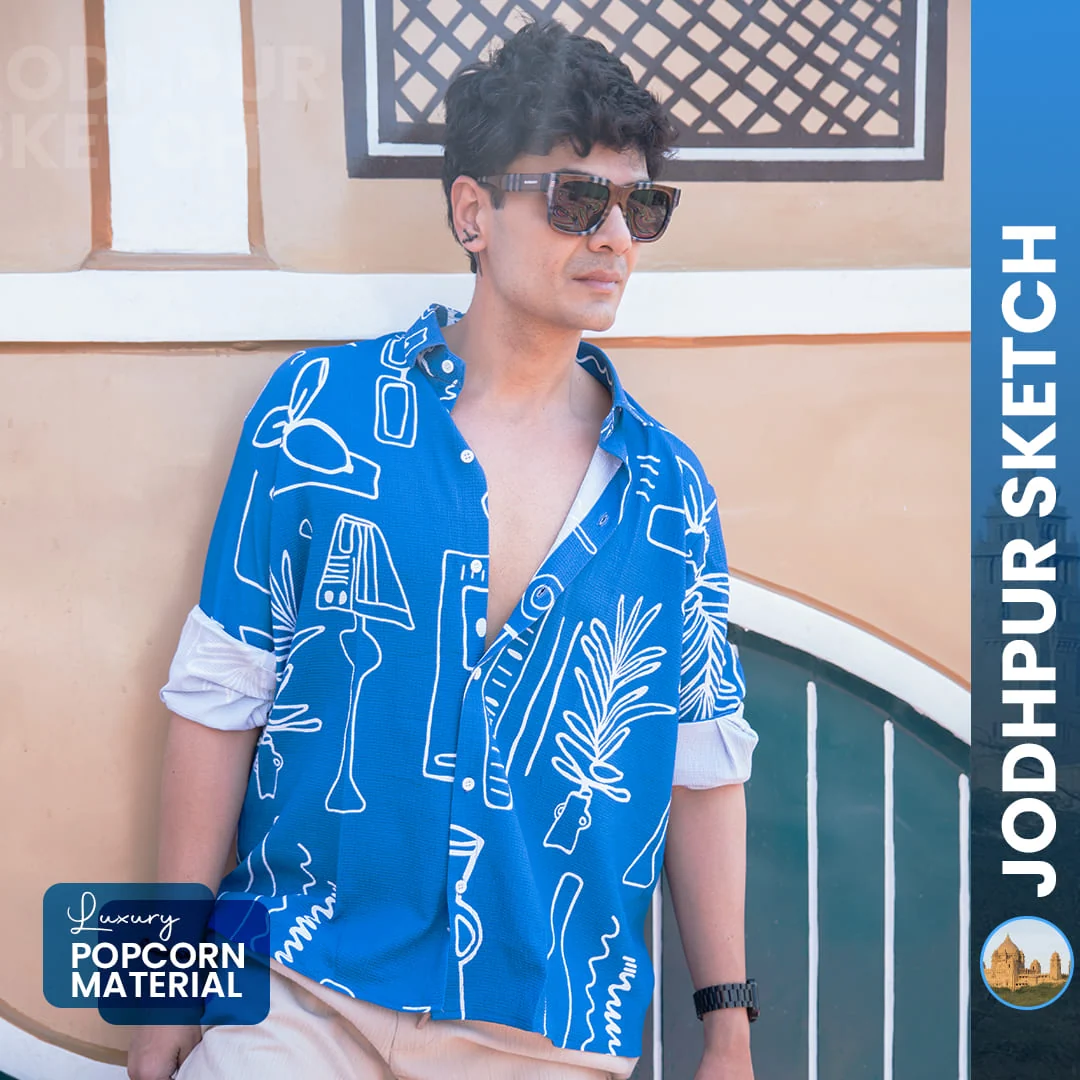 Jodhpur Sketch | Luxury Popcorn Material I Men Shirt - Image 8