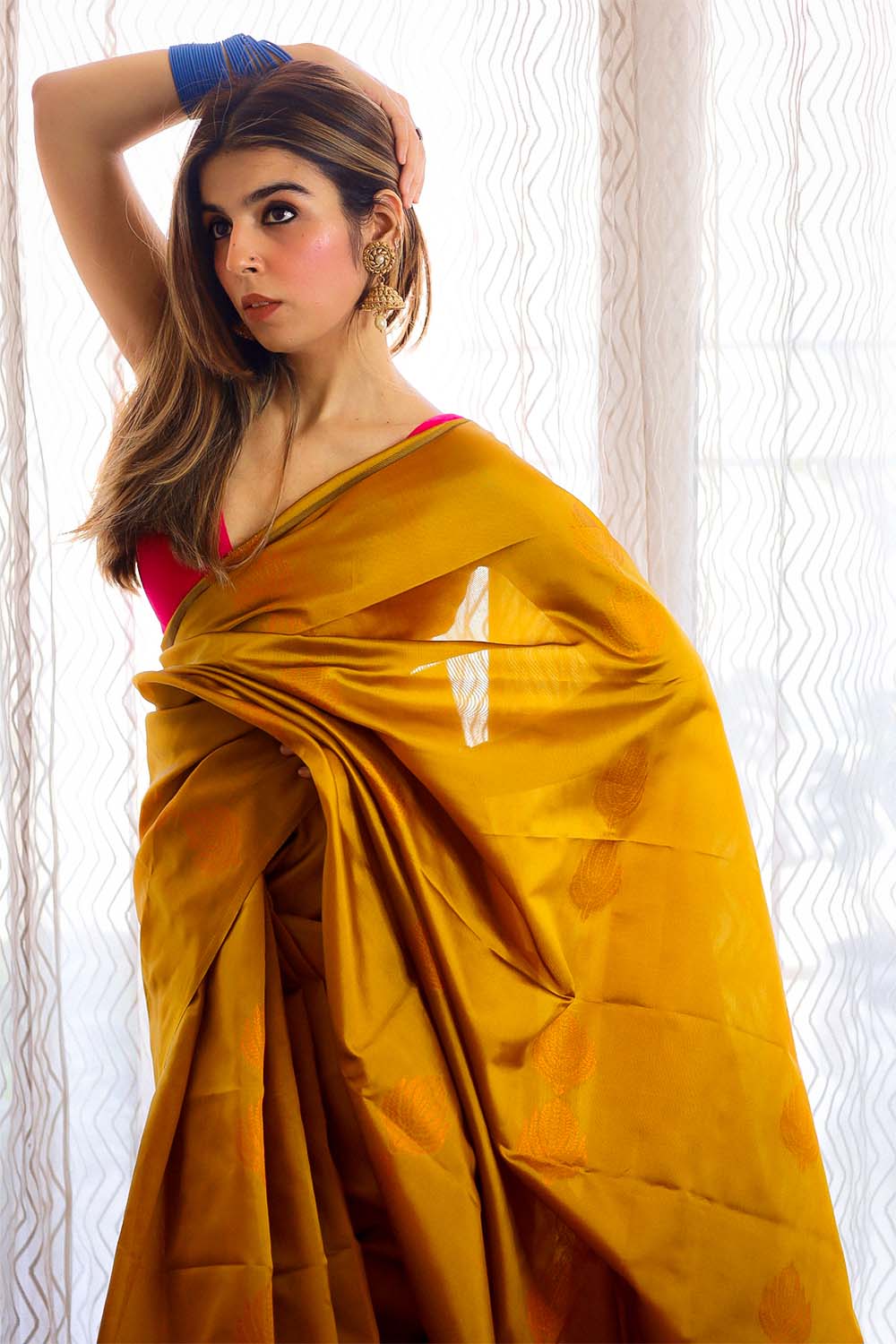 Kashi I Banarasi Silk Saree I Mustard Yellow - Image 5