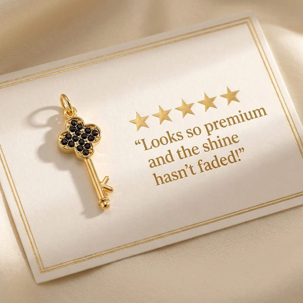 Key Pendant - 24K Gold Tone - Image 3