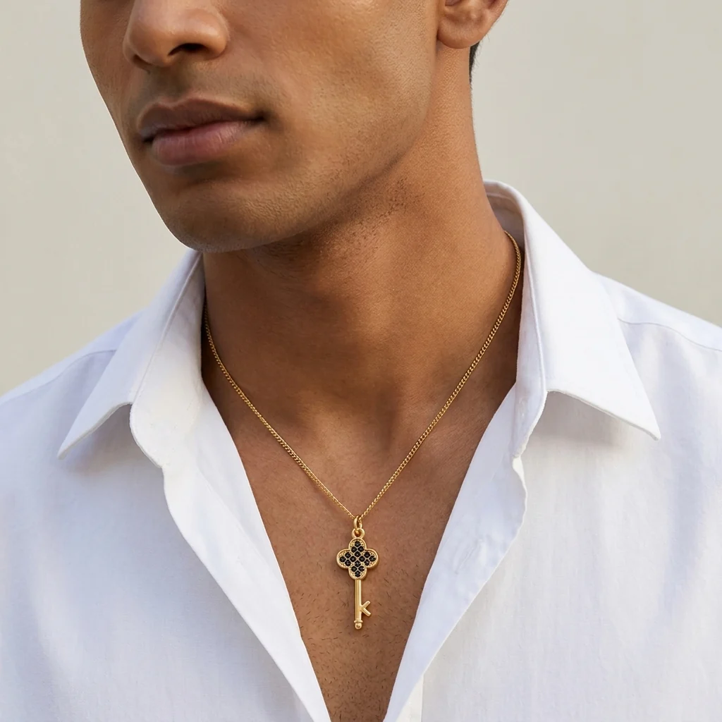 Key Pendant - 24K Gold Tone - Image 5