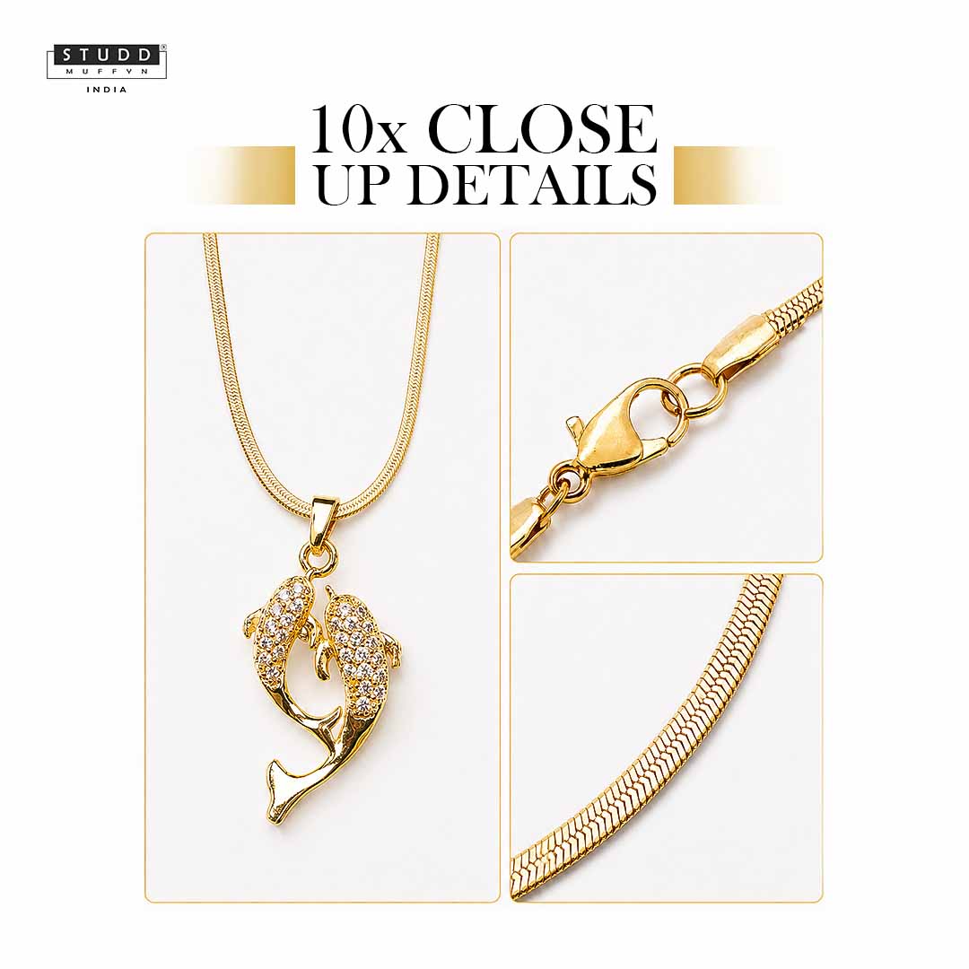 Aqua of Koi Fish Pendant - 24K Gold Plated - Image 5