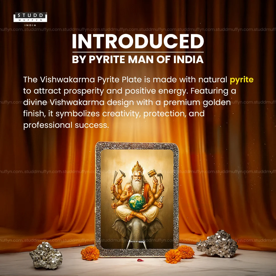 Lord Vishwakarma Pyrite Plate [Rectangle Plate] - Image 2