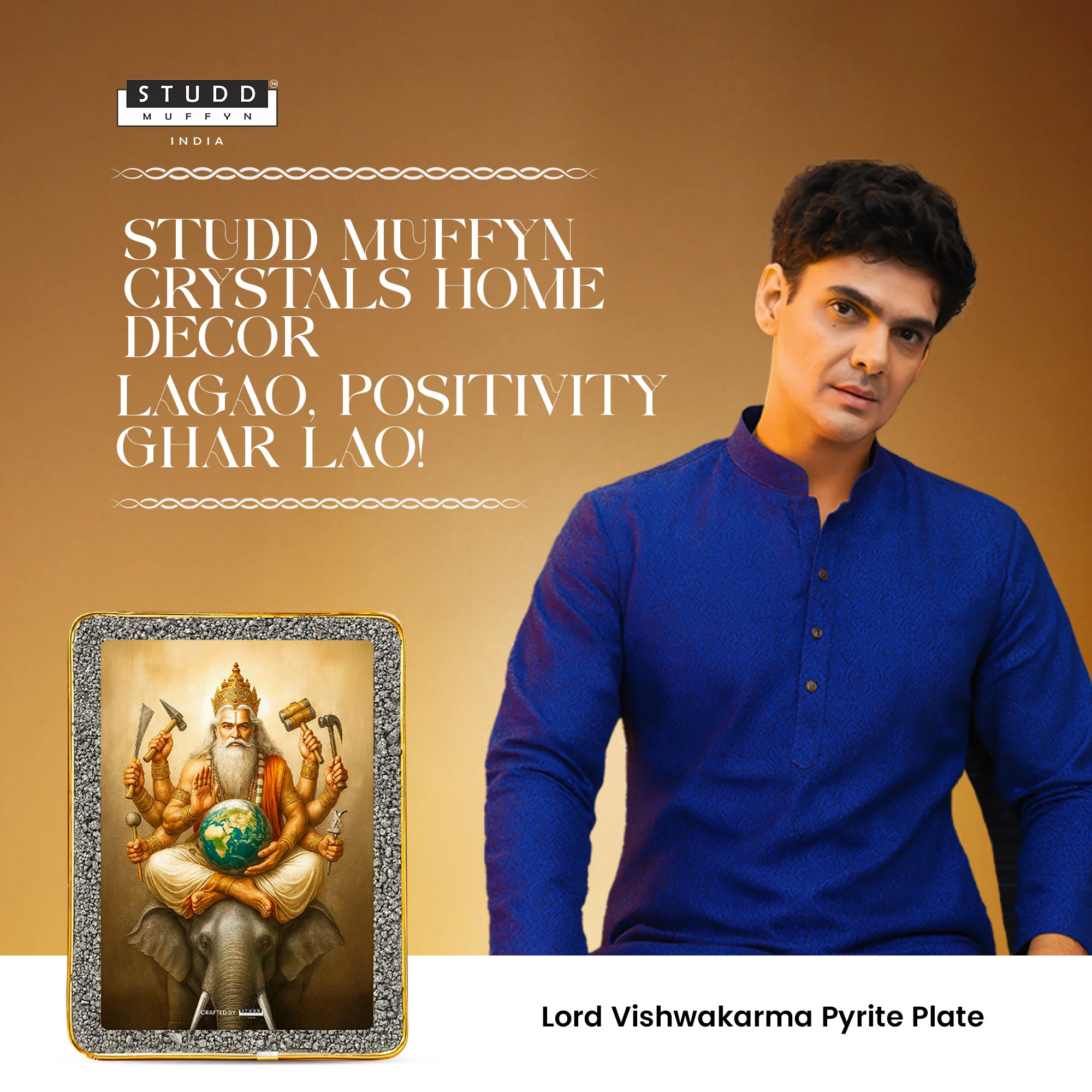 Lord Vishwakarma Pyrite Plate [Rectangle Plate] - Image 6