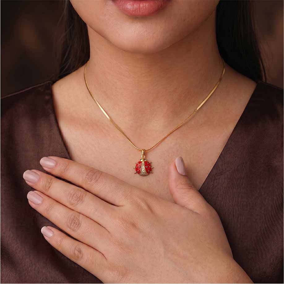 Lucky Ladybug Pendant - 24K Gold Toned - Image 3