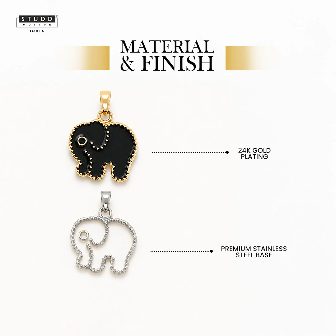 Mini Elephant Pendant - 24K Gold Plated [ With Velore Snake Chain ] - Image 3