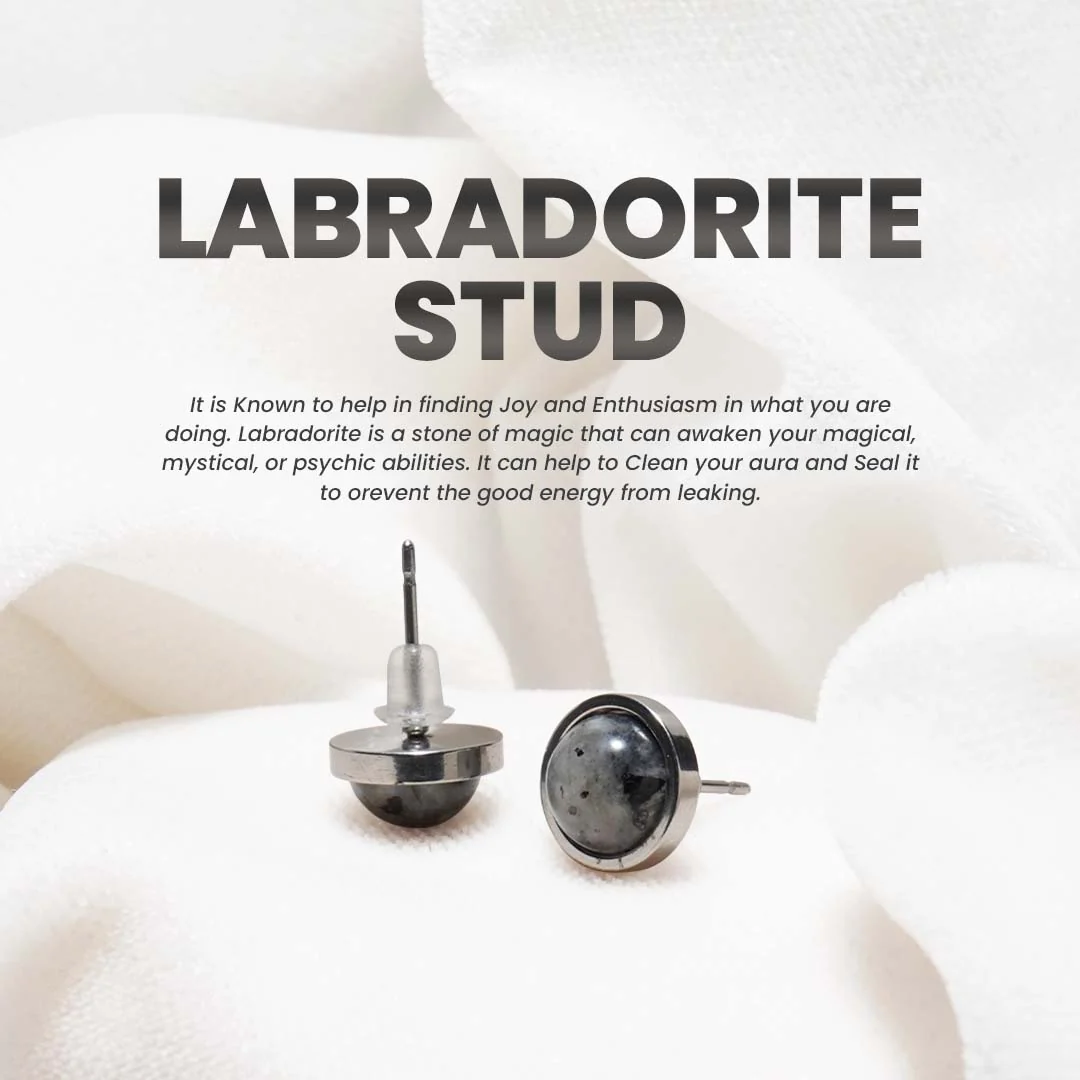 Natural Labradorite Studs - Image 2