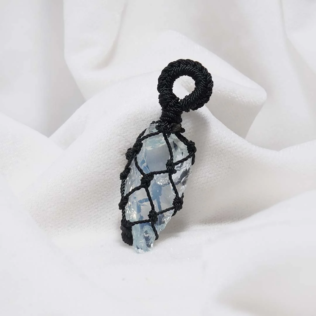 Opalite Mesh Weave Crystal Pendant