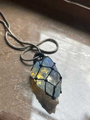 Opalite Mesh Weave Crystal Pendant - Image 7