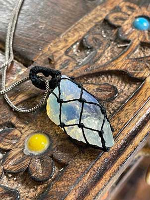 Opalite Mesh Weave Crystal Pendant - Image 9