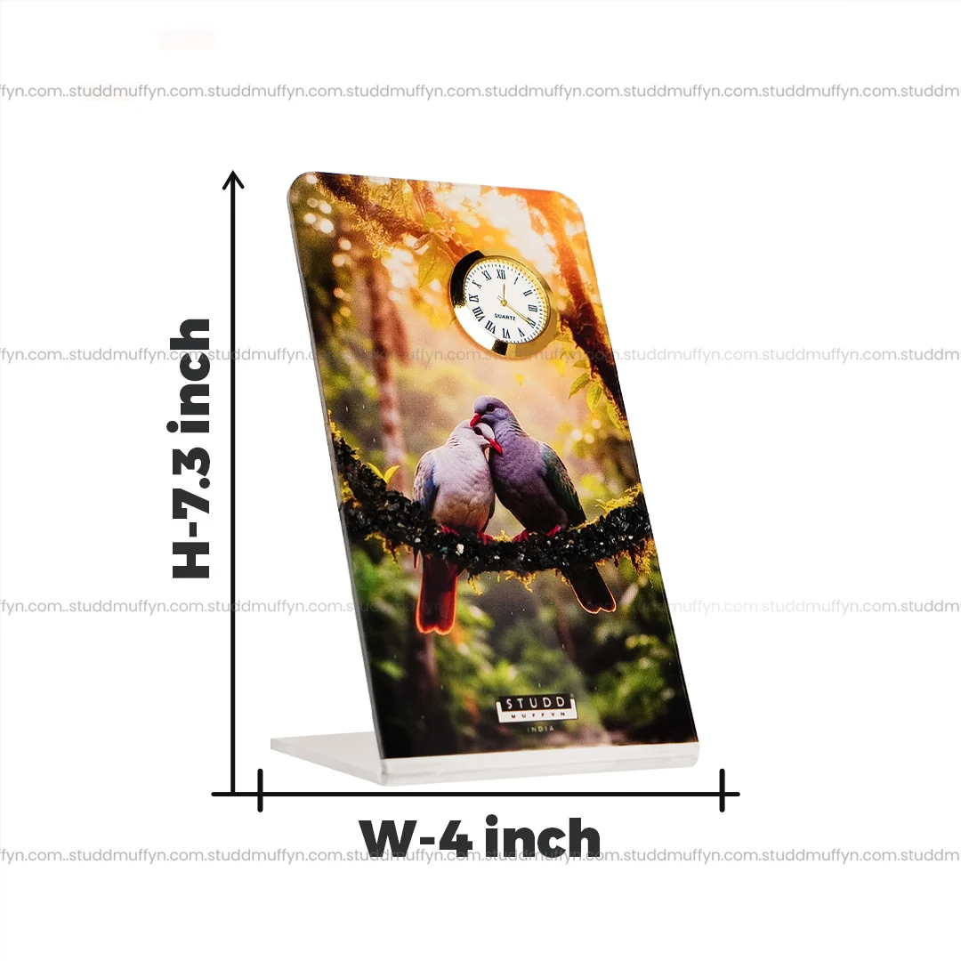Pair of Pigeons Tourmaline Crystal Table Clock - Image 5
