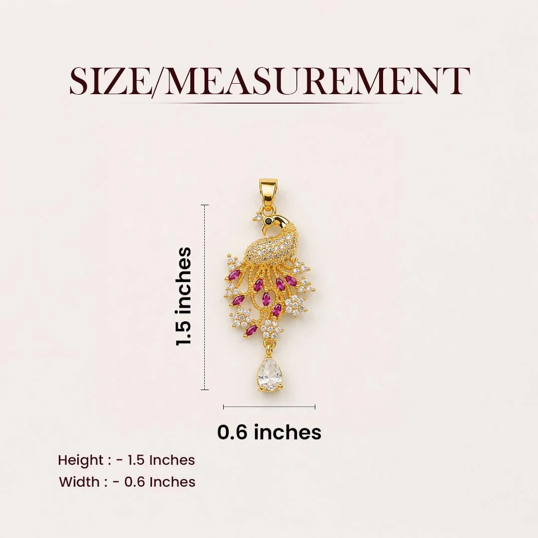 Peacock of Prosperity Crystal Pendant - 24K Gold Plated - Image 10
